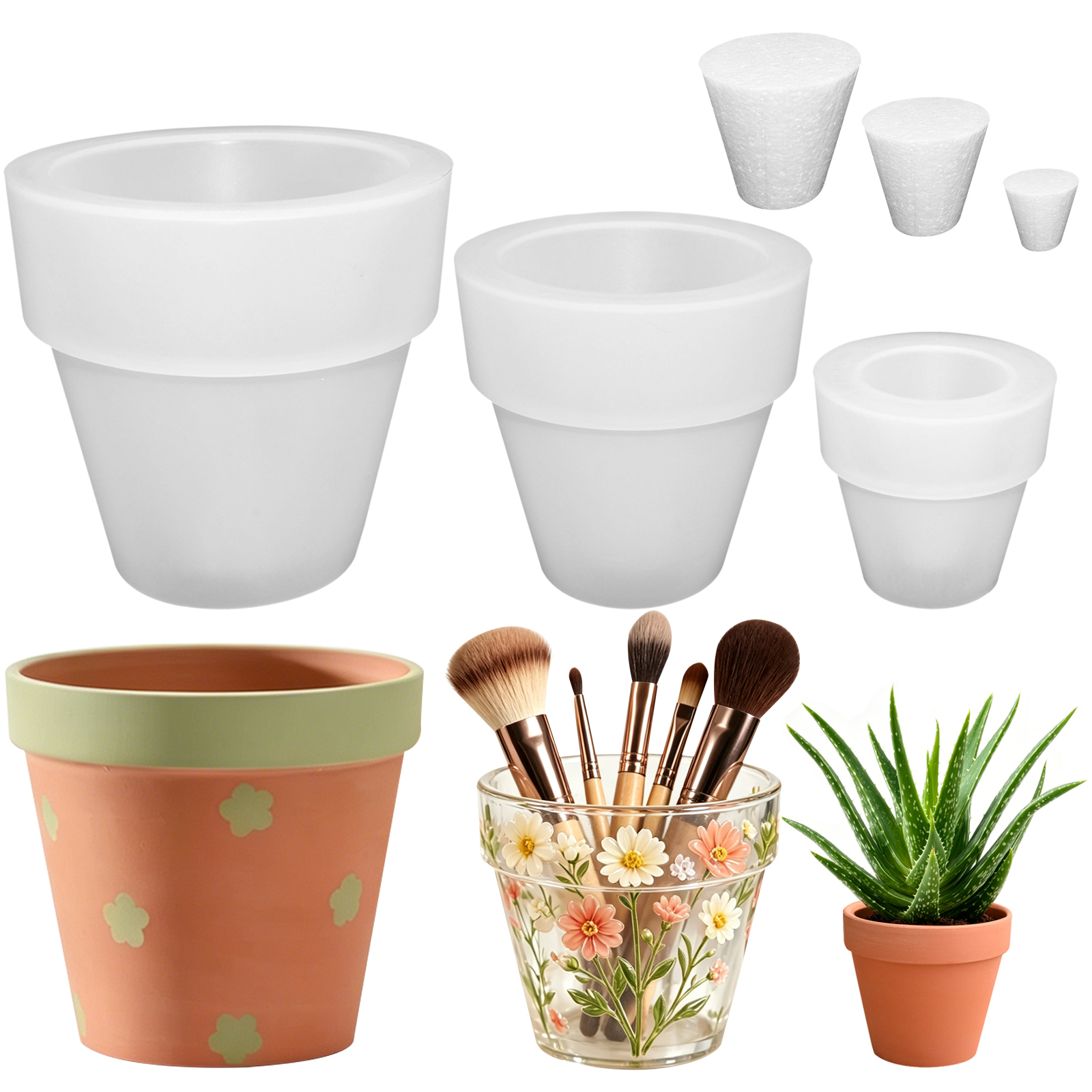 Potsticker Mold - Flower Pot Silicone Molds, 3Pcs Terracotta